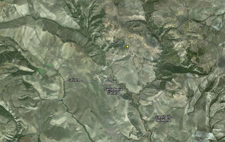 Mappa dell' I.N.G.V.. Il punto giallo nella cartina indica l' epicentro del sisma